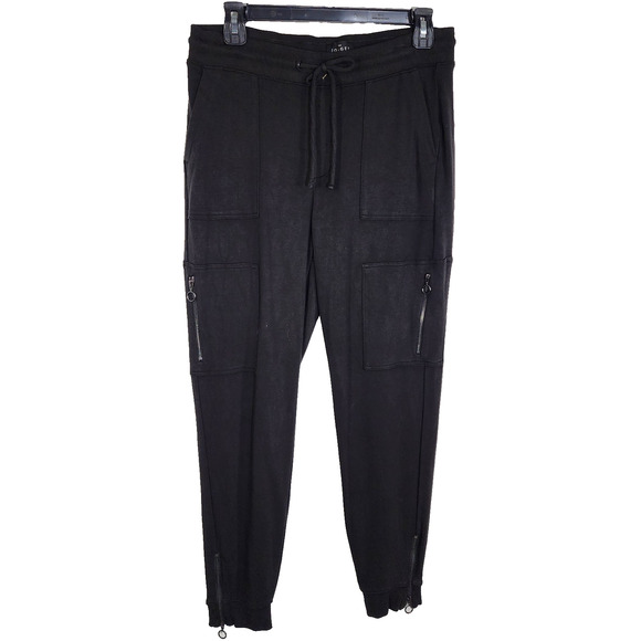 White House Black Market Womens Cargo Jogger Pant Black Small Zip Ankle Pockets - Picture 1 of 14